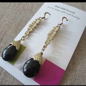 Gold and Black Teardrop Earrings, new boutique jewelry